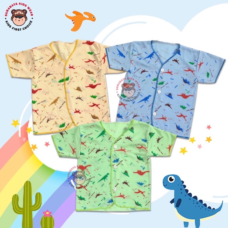 Kaos Anak Laki Laki Kancing Lengan Pendek Motif Zurasic Park Warna