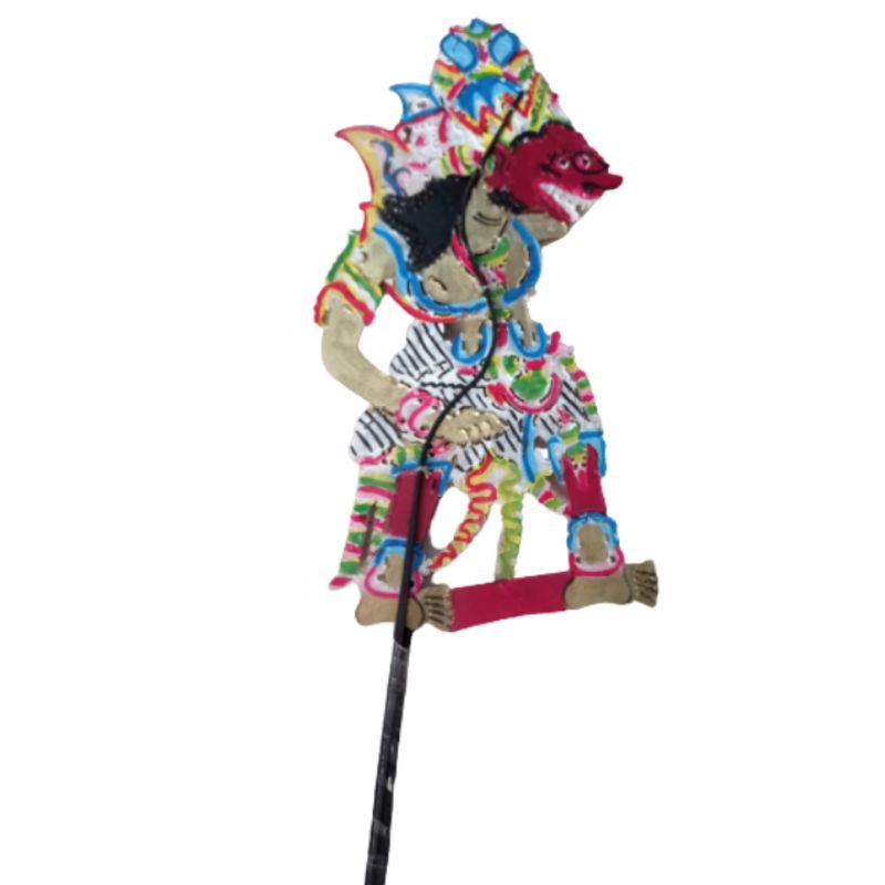 KERAJINAN MINIATUR WAYANG KULIT BUTO RAKSASA KUMBAKARNA KIDANGAN BAHAN KULIT SAPI 30x14 cm