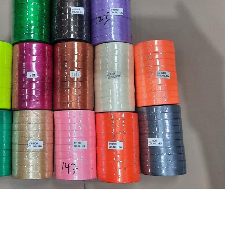 

✵ Pita Ribbon Satin Taiwan Lebar ½ inch 0.5 inch - (1.2 cm) per pack isi 10 roll ♘