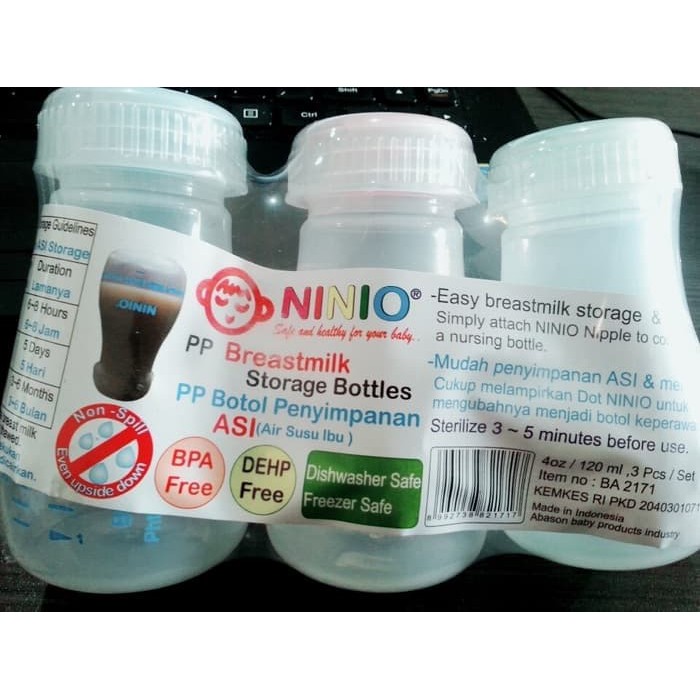 Ninio Breastmilk Storage Bottles Botol Plastik Asi 120ml isi 3 pcs