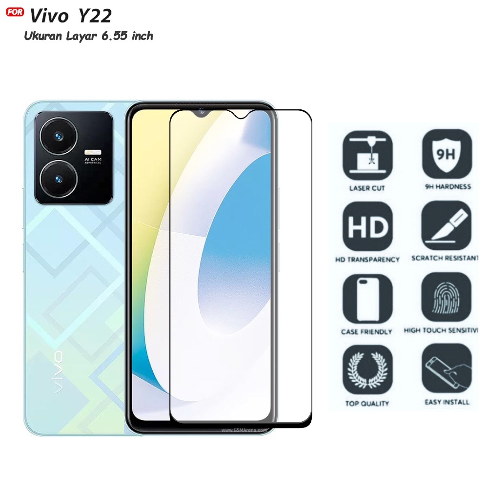 Tempered Glass Full Vivo Y22 Anti Gores Kaca Full Layar