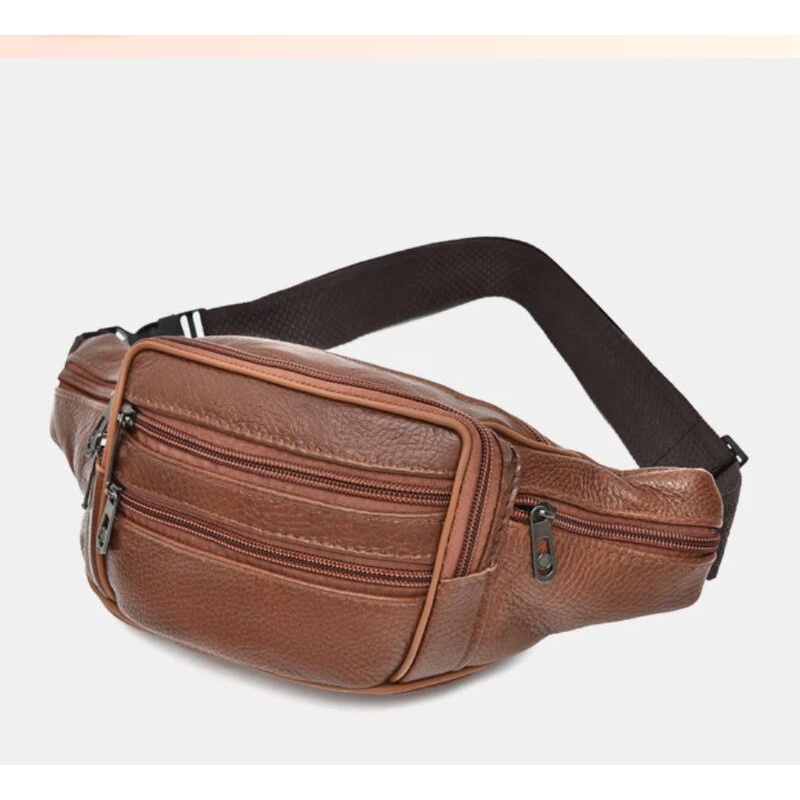 tas selempang pinggang waist bag kulit asli import