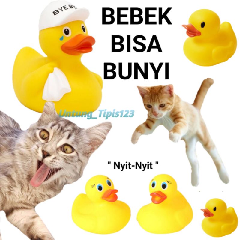 Mainan kucing mainan anjing Bebek karet bisa bunyi mainan gigit hewan alternatif cat toys