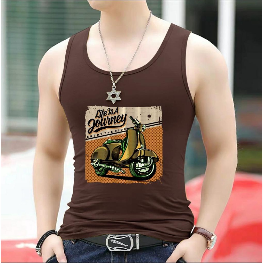 DS - SINGLET SPANDEX MOTIF JOURNEY / kaos cowok / kaos singlet / kaos dalem singlet cowok