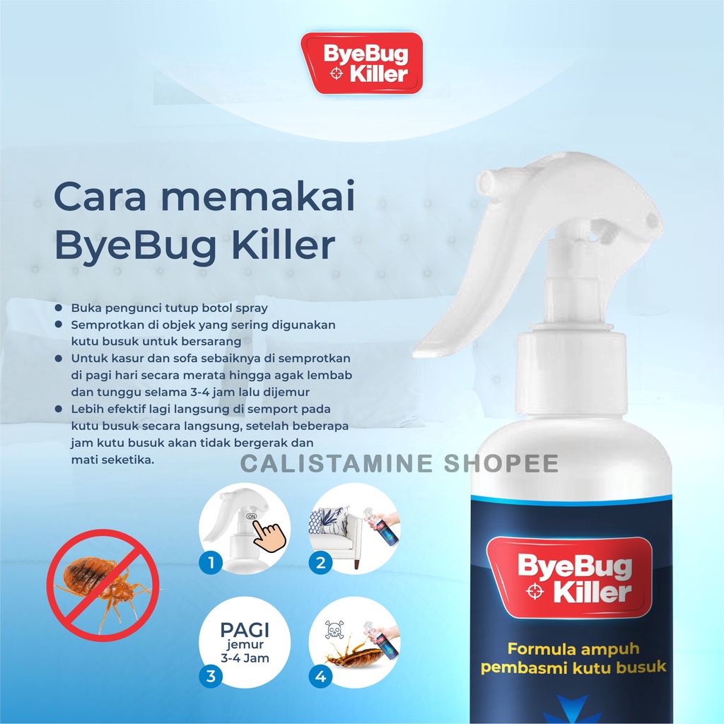 ByeBugKiller Obat Pembasmi Kutu Busuk, Kutu Kasur, Kutu Sofa Bahan Alami Siap Pakai Original