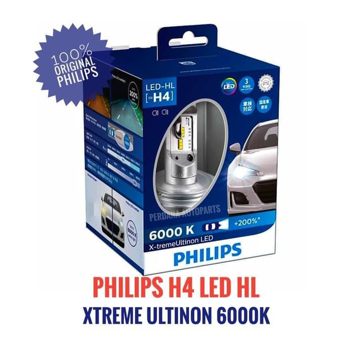 Bohlam H4 LED Philips Xtreme Ultinon 12V 23W 6200K Hi-Lo Garansi Resmi  Berkualitas