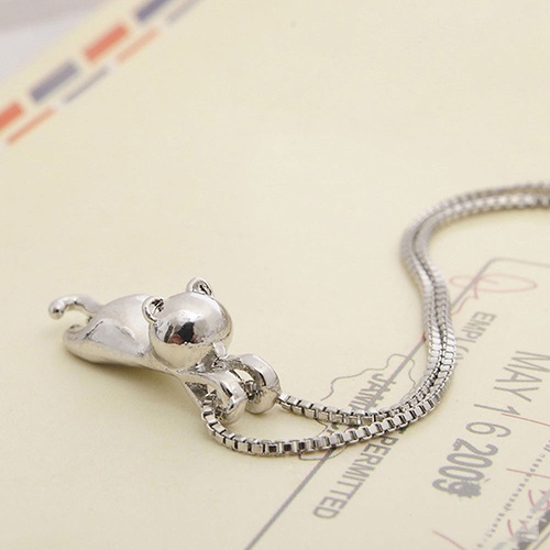 Hu Hu Hu Hu Hu Alat Bantu Pasang Kacamata♡ Kalung Rantai Sterling Silver 925 Dengan Liontin Kucing Untuk Wanita
