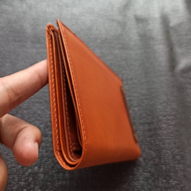 KOING DOMPET MODEL 3/4 PRIA WANITA KULIT ASLI WARNA TAN FREE TAG NAMA