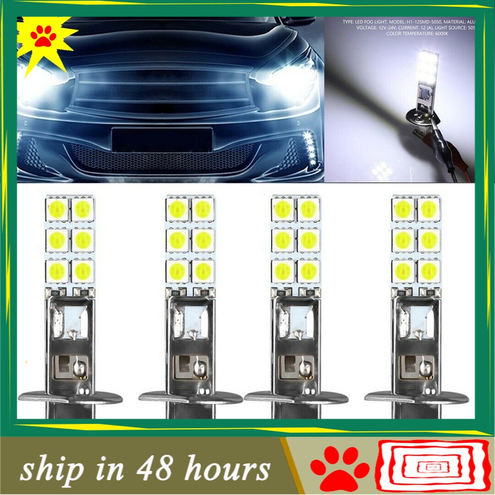 4pcs / Set Lampu Kabut Led H1 12smd 5050 55w Untuk Mobil #261141322