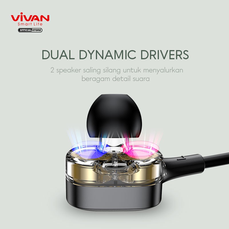 VIVAN Headset Bluetooth 5.0 Magnetic Bass Waterproof IPX4 Playtime 16 Jam Liberty N100 Garansi 1 Thn