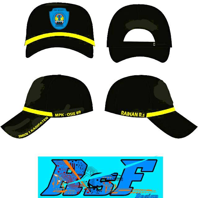 Topi custom,logo sendiri,bordir nama, padi kapas, logo sekolah, paskibra