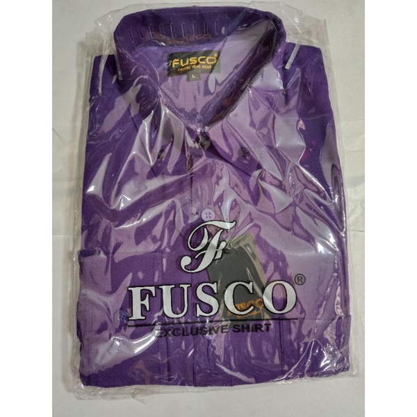 kemeja pria tangan panjang merk fusco warna ungu terong