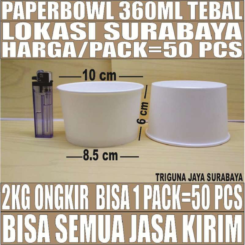 Paper Bowl Tebal 360ml Per Pack Mangkuk Tahan Microwave 