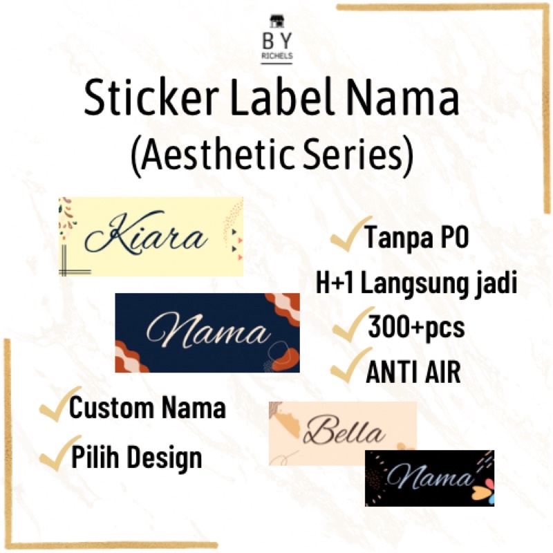 

Byrichels | Termurah!! Sticker Label Nama Seri Anak Sekolah Aesthetic Tanpa PO Bisa Custom Nama Gratis Design