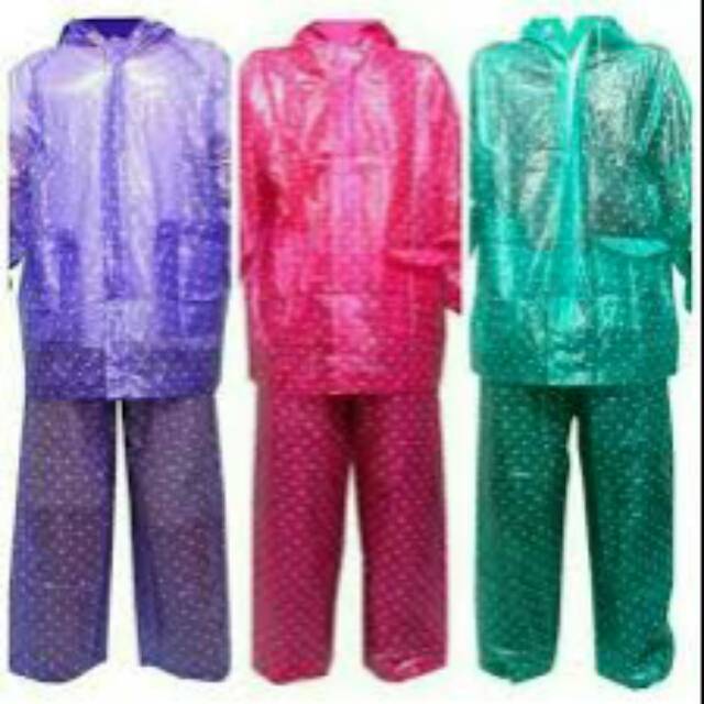 Jas Hujan Jaket Celana Penguins Foxy /Jas Hujan Polkadot