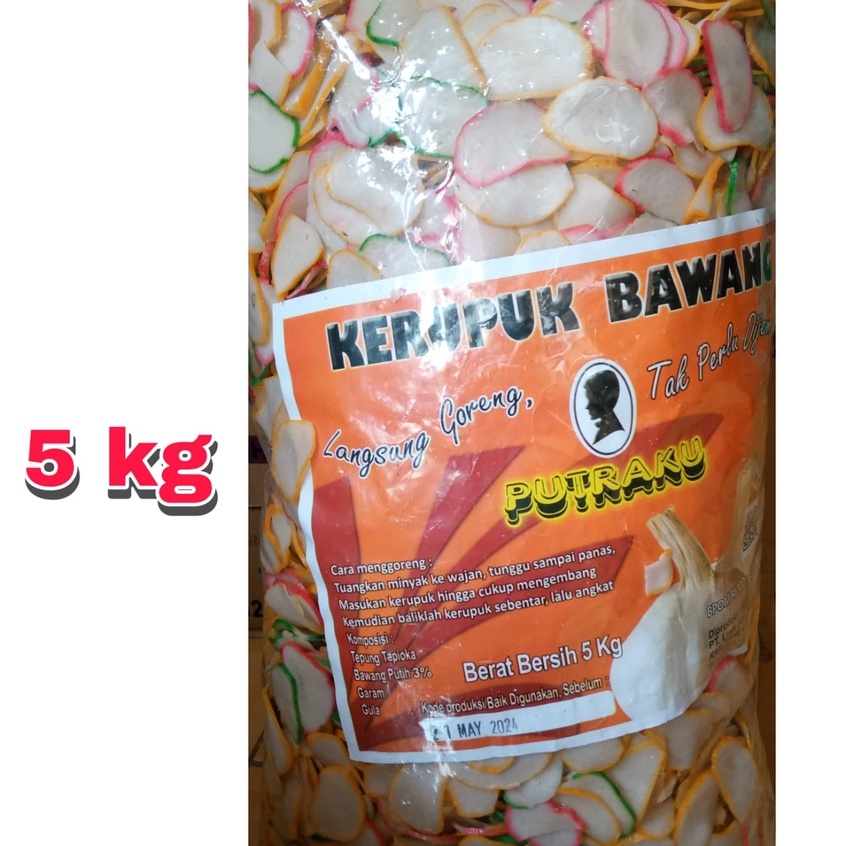 

kerupuk bawang putra jaya, kerupuk udang prima dan kerupuk tenggiri kemasan 5 kg