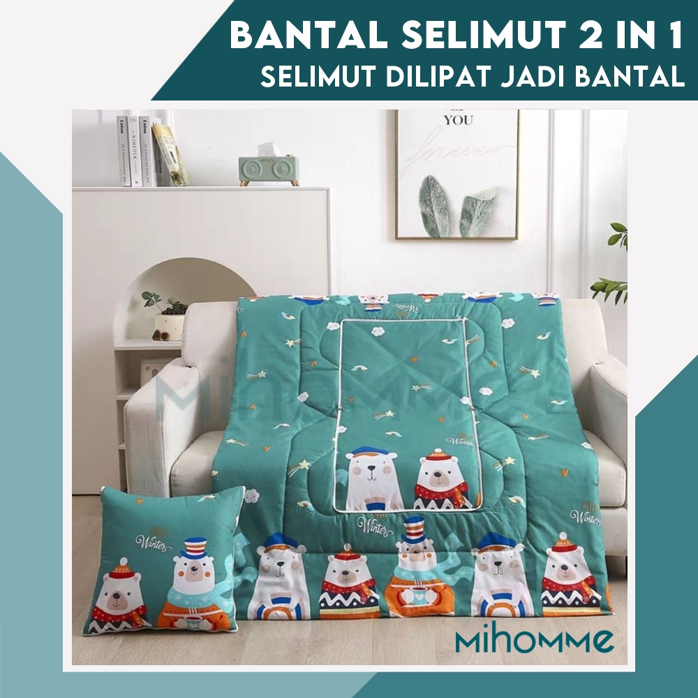 Bantal Selimut Balmut 2 in 1 Bedcover Lipat Motif Anak Travel NEW