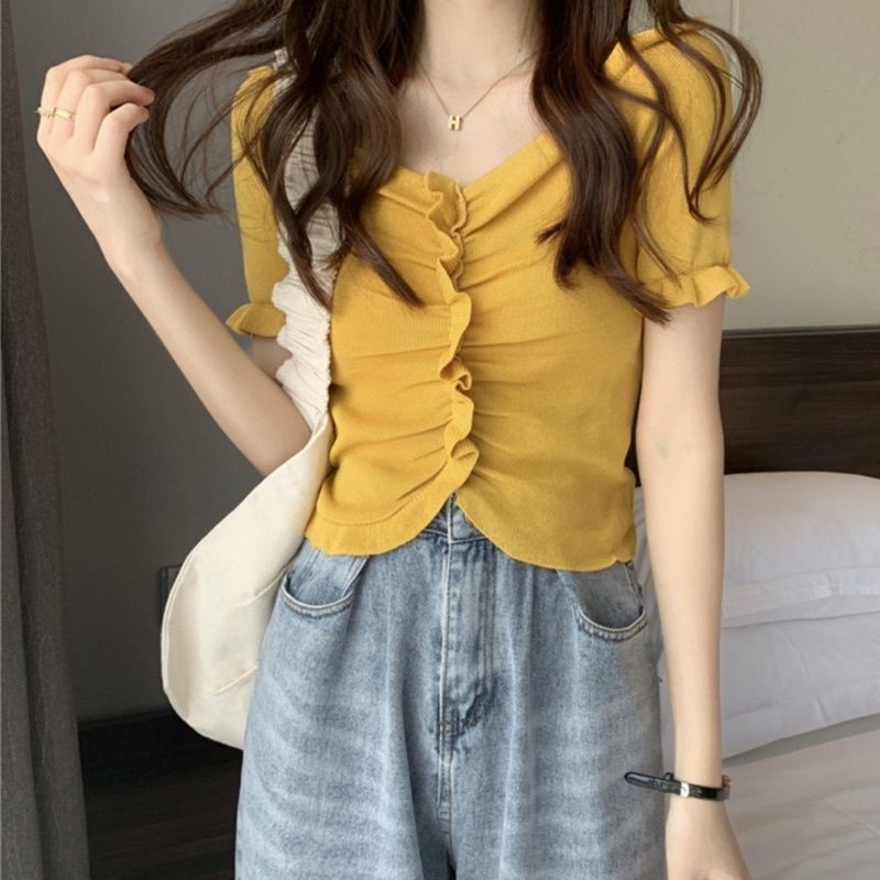 MDLV ~ 3478 BERTINE KNIT TOP // ATASAN LENGAN PENDEK RAJUT IMPORT // WOMEN KNIT TOP / FASHION IMPORT