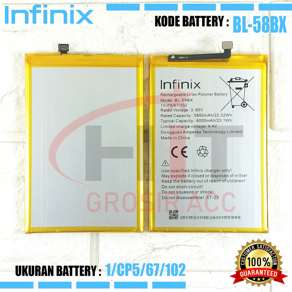 Baterai Ori Infinix Hot 9Play X680, Smart 4+, Hot 10Play X688, BL-58BX