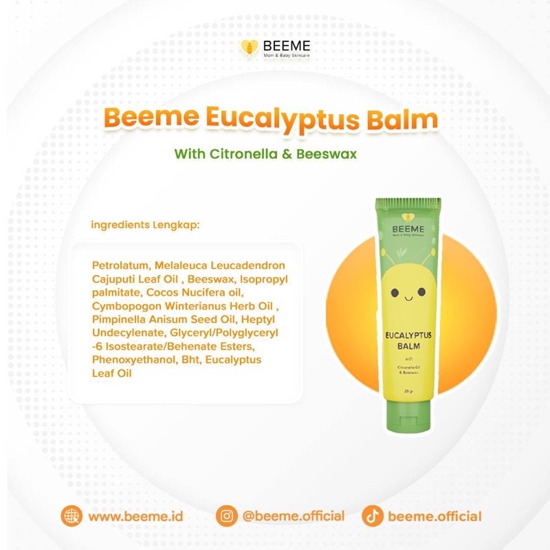 Beeme Eucalyptus Balm with Citronella Oil &amp; Beeswax menangkal gigitan nyamuk