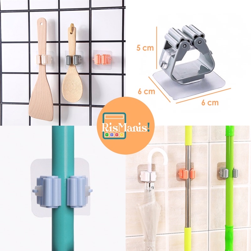 WALL HANDLE HOLDER - Penjepit Penahan Gagang Sapu Payung Alat Pel Peralatan Masak Serbaguna Efisien