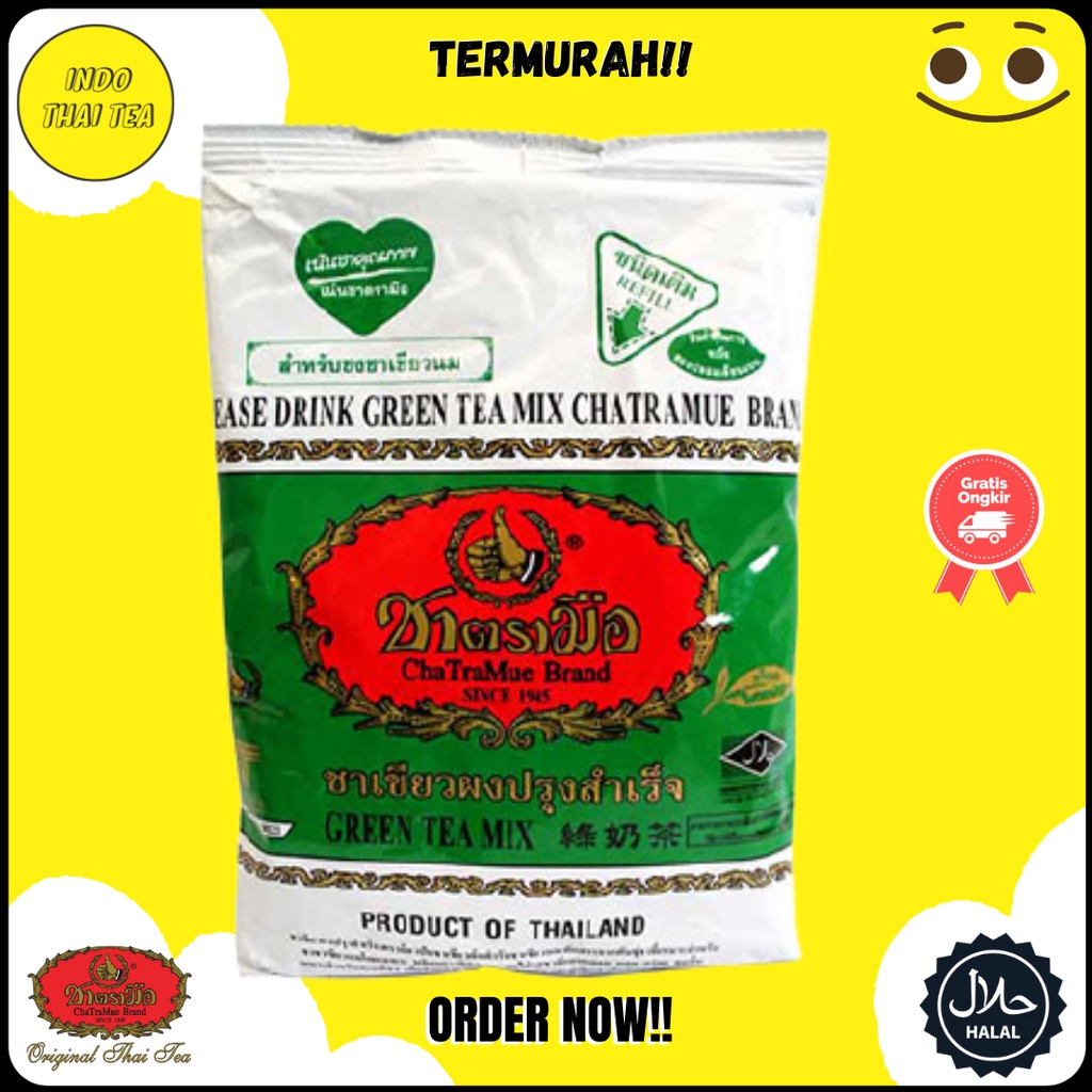 

Chatramue Thai Green Tea Instan Mix Original 100% Number One GreenTea Brand 200gr HALAL BPOM