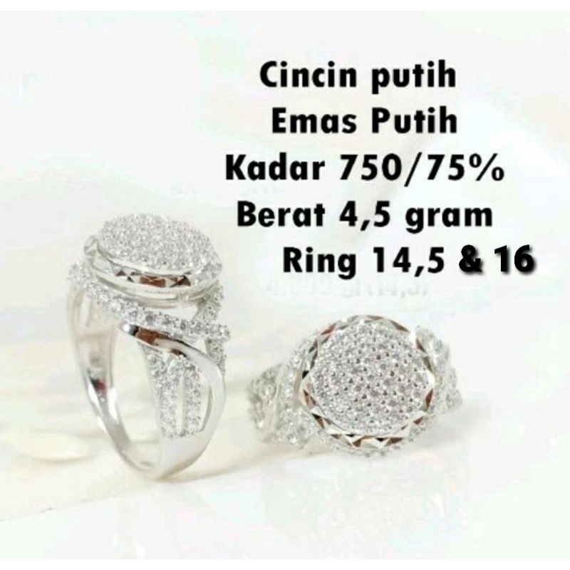 Cincin wanita emas putih kadar 750