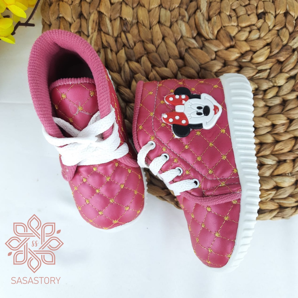 Sasastory Sepatu Boot Anak Perempuan Tali Usia 1 2 3 4 5 6 Tahun Putih Fanta PInk CA30