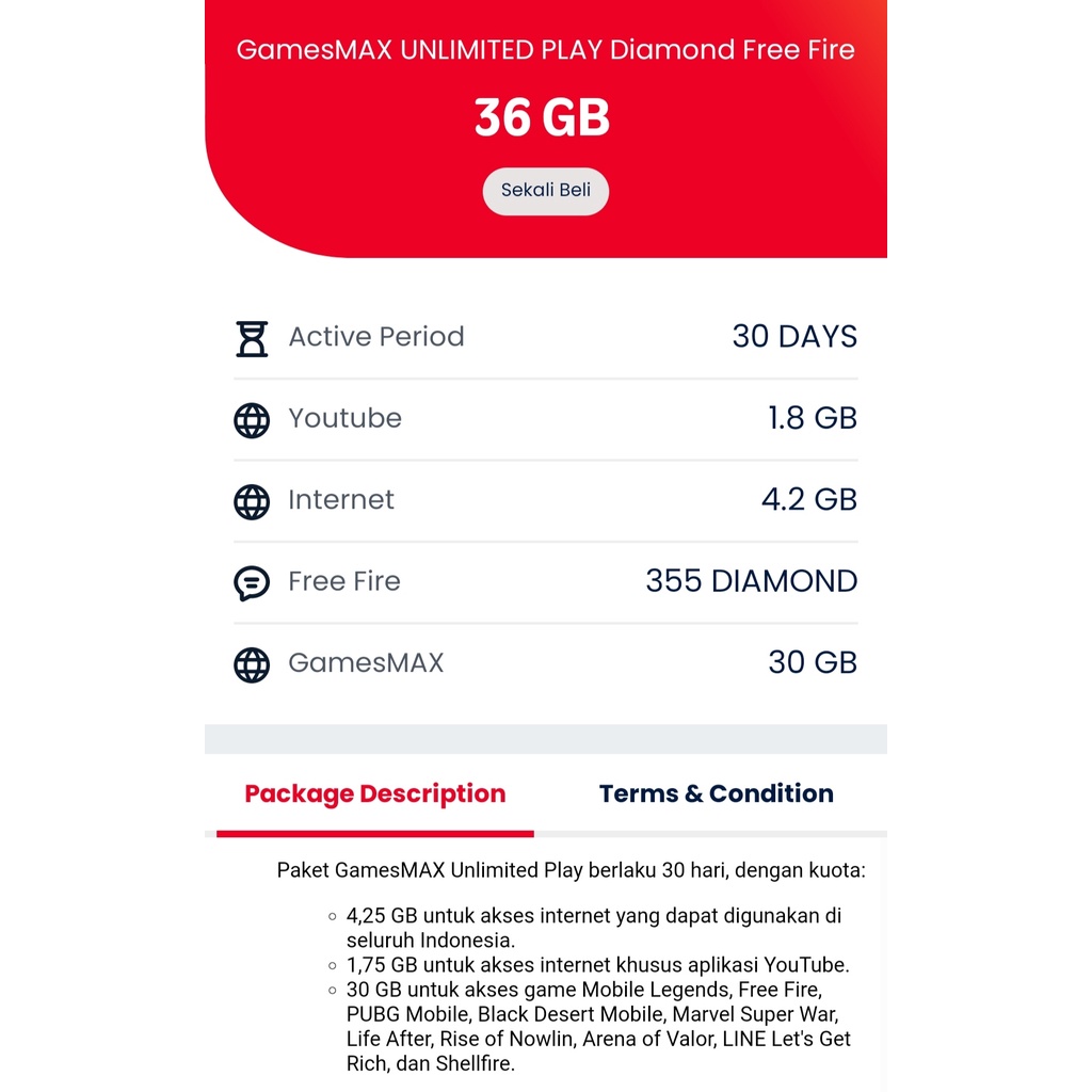 kuota isi ulang telkomsel gamesMAX silver gold diamond 30gb | Telkomsel game max