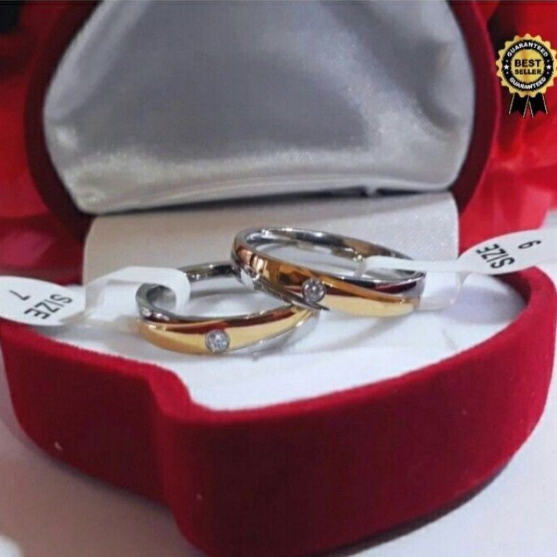 COD || Cincin Cauple / Tunangan / Nikah / Pasangan / Titanium / Cincin Silver Permata Selendang