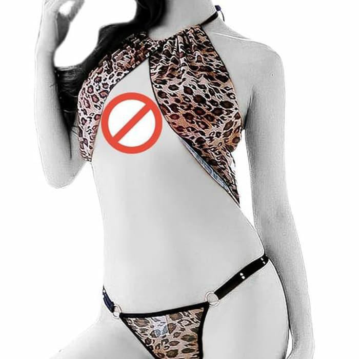 ACL0508  Sexy Lingerie Teddy Halterneck Macan Tutul Baju Tidur Seksi