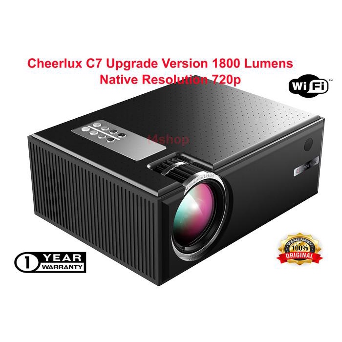 New C7 Wifi Cheerlux Mini Led Projector 1500 Lumens + Tv Tunner, C6