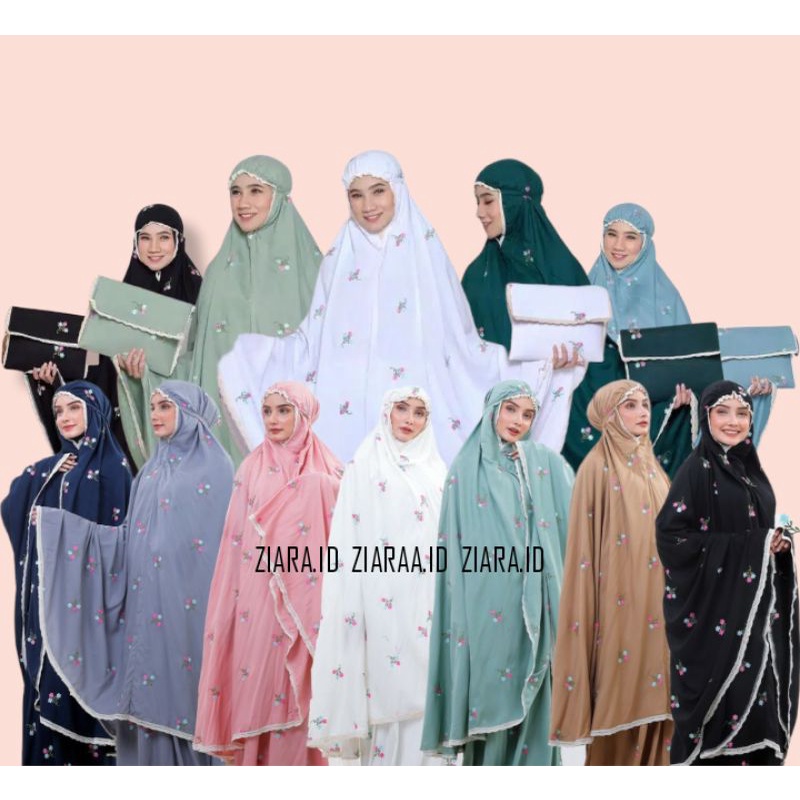 ZIARA.ID - MUKENA DEWASA KATUN RAYON BORDIR NADIRA JUMBO / MUKENA JUMBO BORDIR VINCA SERIES