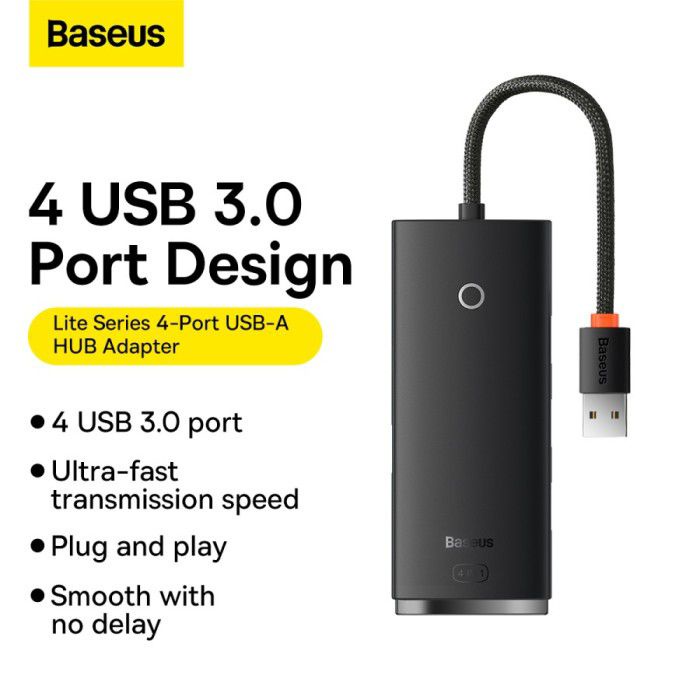 Baseus Hub Adapter USB Lite Series 4 in 1 - USB Hub for Laptop &amp; PC - Garansi Resmi 6 Bulan