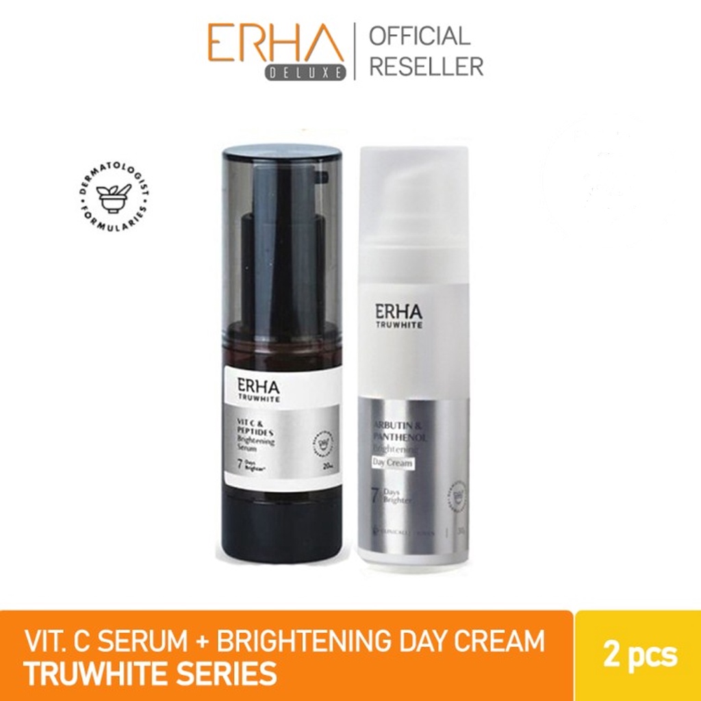 PAKET ERHA TRUWHITE BRIGHTENING DAY CREAM + C SERUM / CREAM PAGI