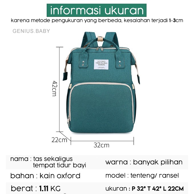 Tas Bayi Multifungsi Tempat tidur lipat Baby diapers bag Perawatan tas Perlengkapan Ransel Backpack Tas Ibu ukuran Besar Tas Bayi Pola Tahan Air Tas Popok Bayi Ransel