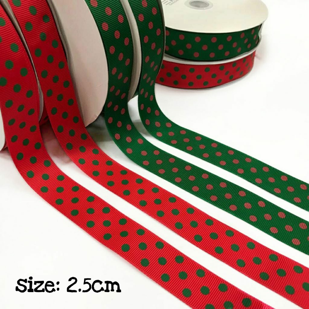 PITA MOTIF NATAL KADO HAMPERS | GROSGRAIN POLKADOT 2.5 CM (1)