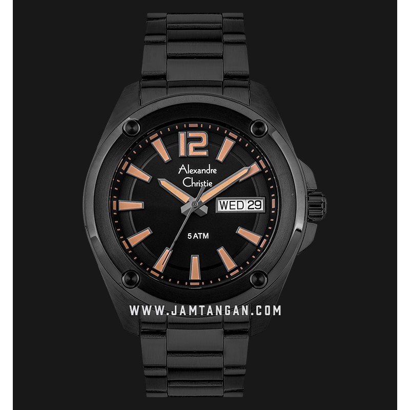 Alexandre Christie AC 8609 ME BIPBA Black Dial Black Stainless Steel Strap