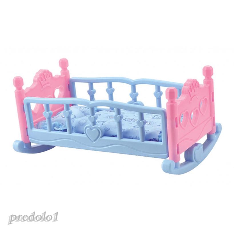 [PREDOLO1] Rocking Cradle Crib Bedding Set Baby Doll Furniture Toys For Mellchan Dolls