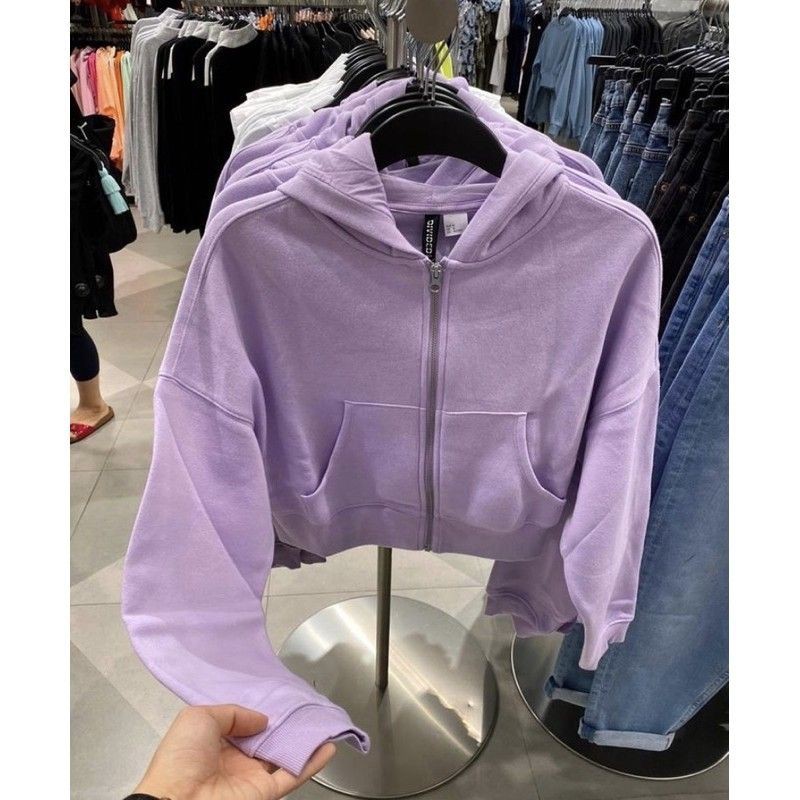 Jaket Wanita - croope hoodie zipper lilac