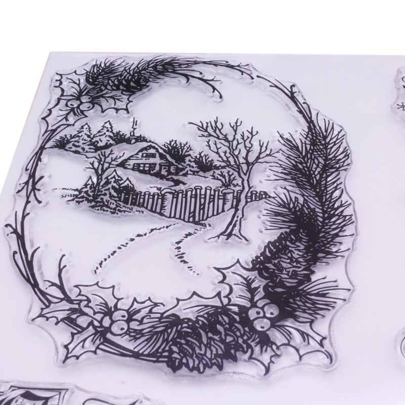 Stempel Segel Bahan Silikon Desain Rumah Natal Untuk Dekorasi Album Foto