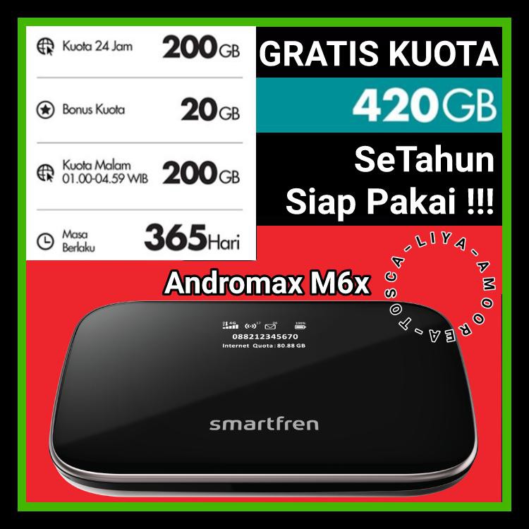 Mifi 4G Router Modem Wifi 4G Smartfren 4G Andromax M5 Free Kuota 150Gb - M6X 420Gb 1Thn