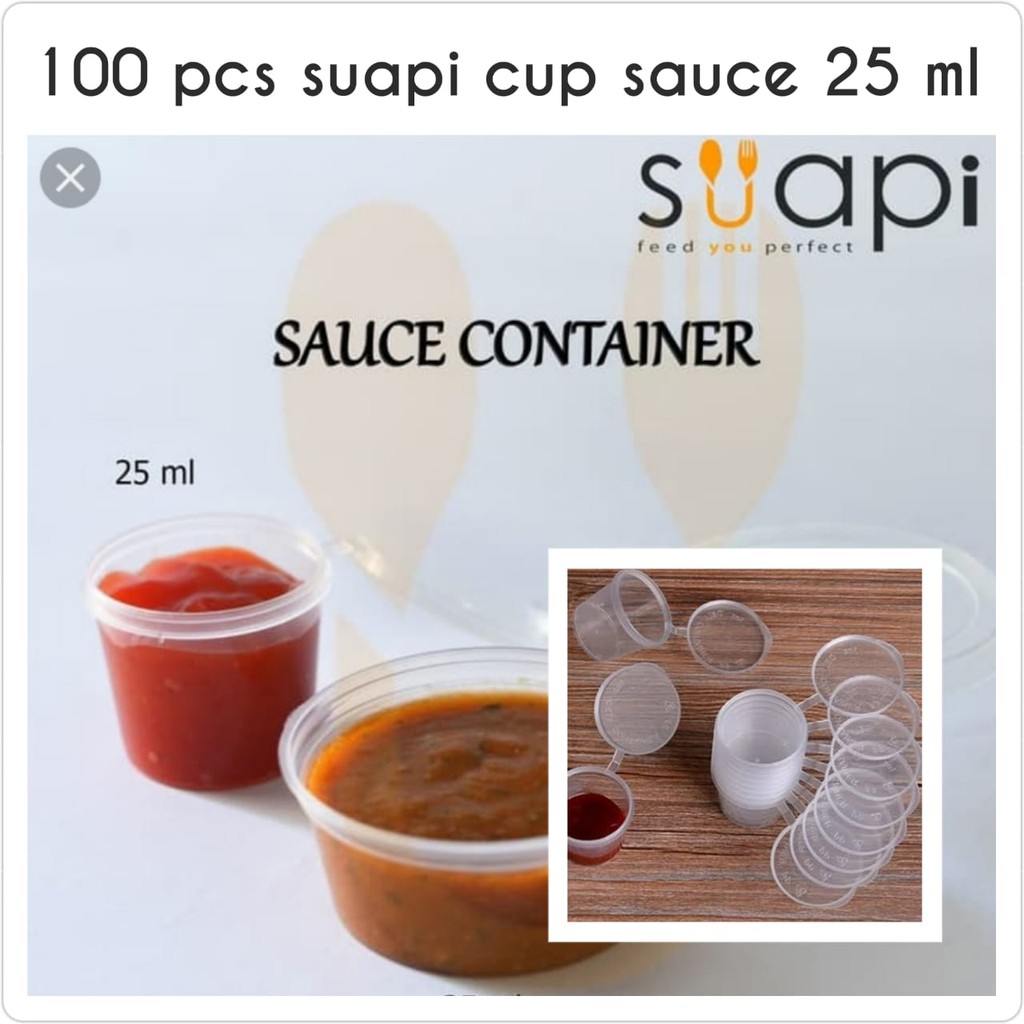 [100 Pcs] Suapi Cup Sauce 25 Ml [dengan Tutup]