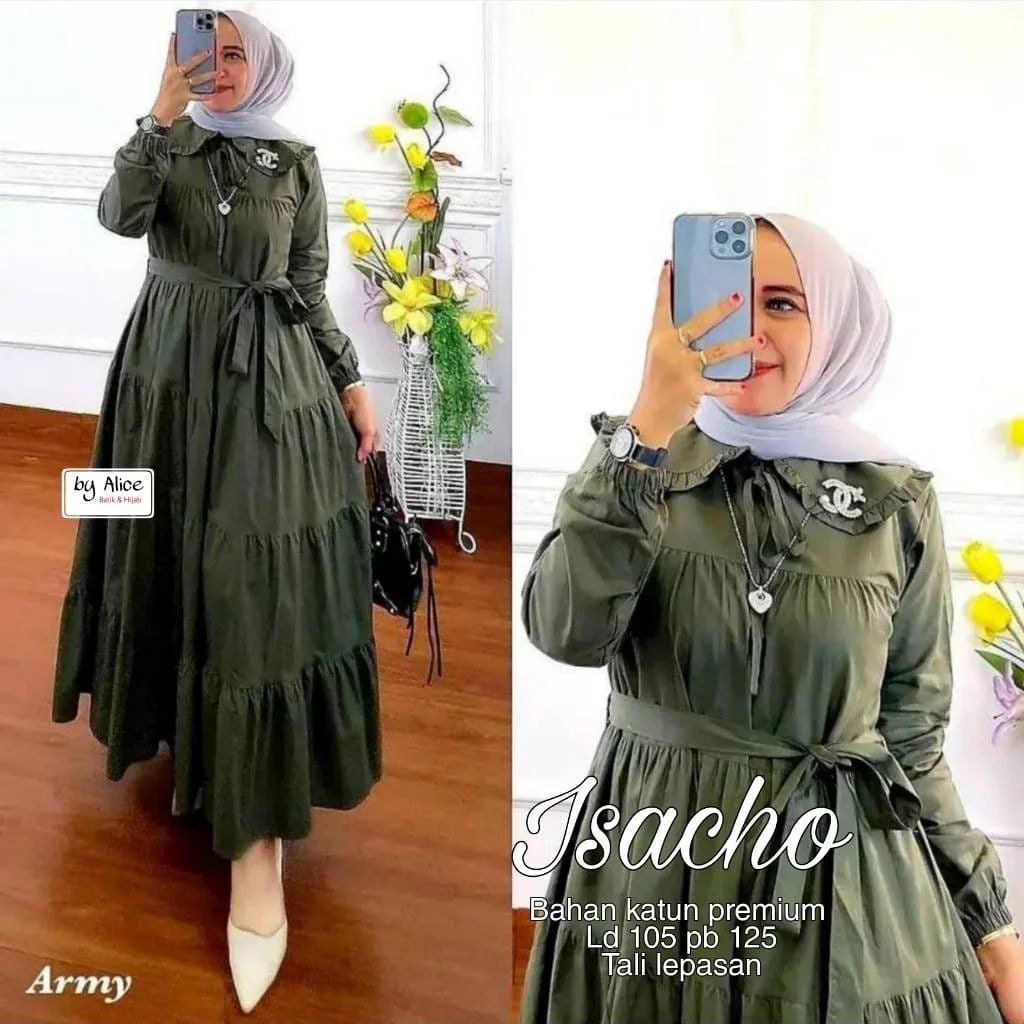 MIDI ISACHO/MAXI DRESS KEKINIAN/DRESS SIMPEL/DRESS MAXI TERBARU/DRESS MAXI MURAH SURABAYA