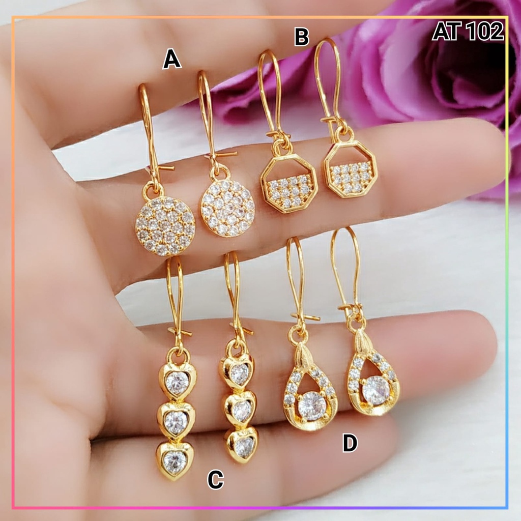 Anting xuping anting dewasa jurai permata love panjang lapis emas gold AT 102