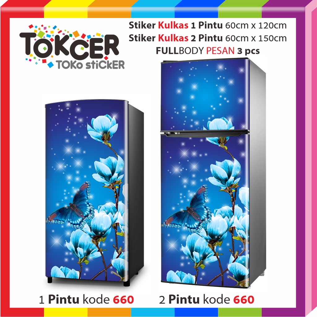 Stiker Kulkas 1 Pintu atau 2 Pintu Standar Motif Aneka KUPU-KUPU