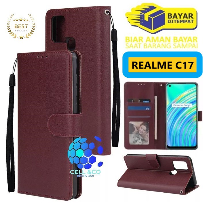 Flip cover REALME C17 Flip case buka tutup kesing hp casing flip case Premium leather wallet