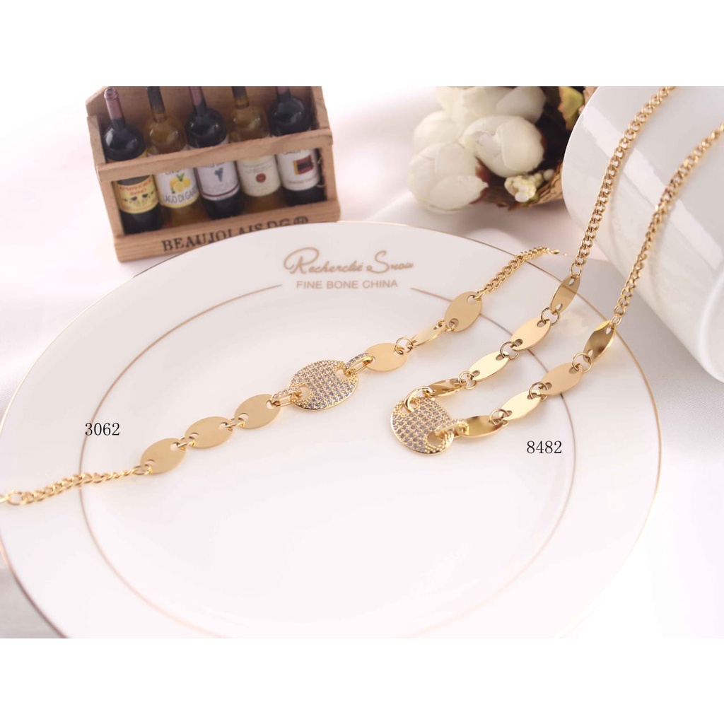 Set titanium kalung dan gelang perhiasan fashion 3062,8482