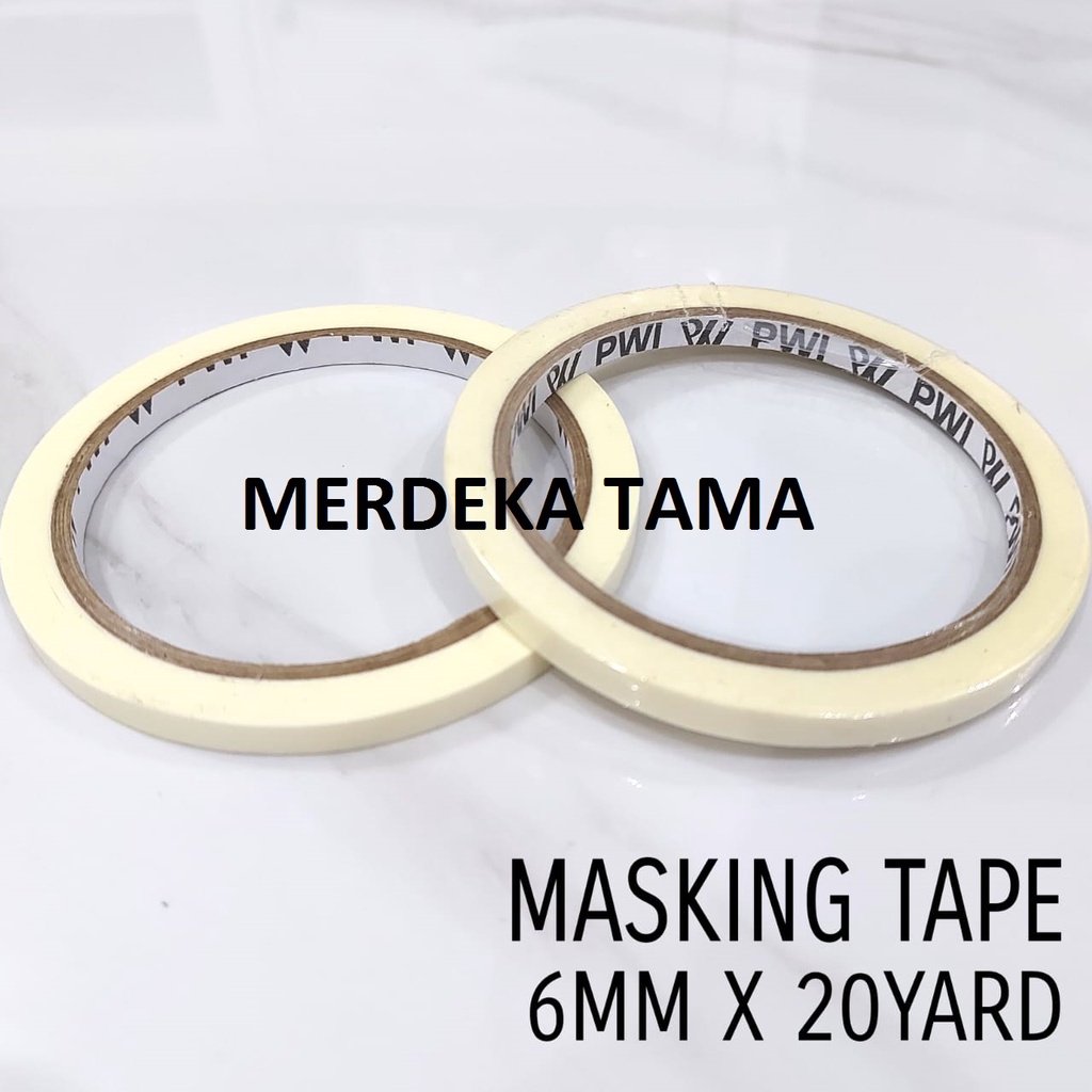 

Solasi Kertas Perekat Selotip Isolasi Masking Tape Krem PWI 6mm x 20yard