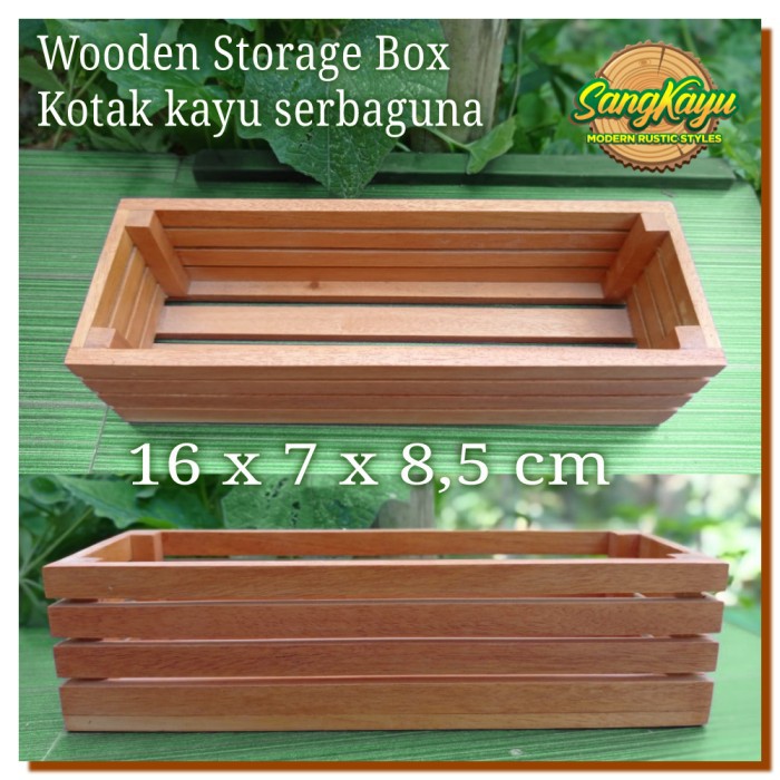 Kotak kayu Rustic 16x7x8,5 cm kotak penyimpanan kotak kayu serbaguna